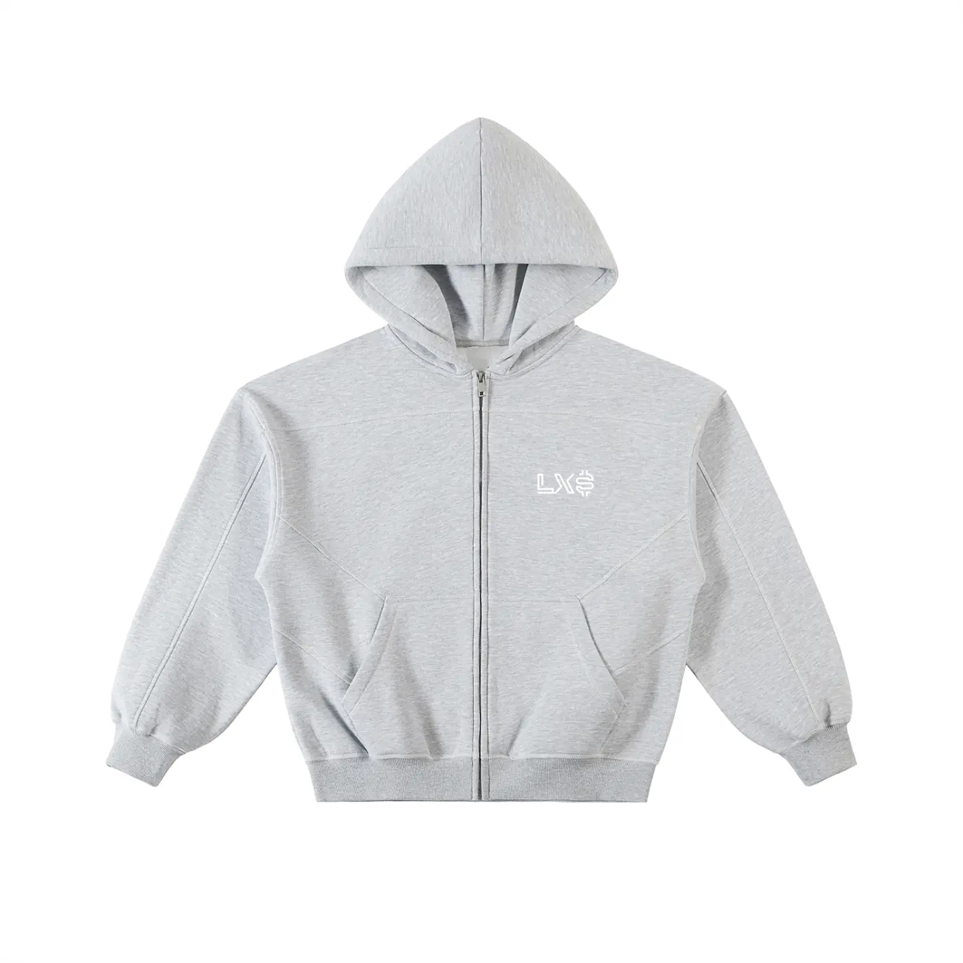 Contrast-Stitched Boxy Fleece Zip Hoodie ODMPOD